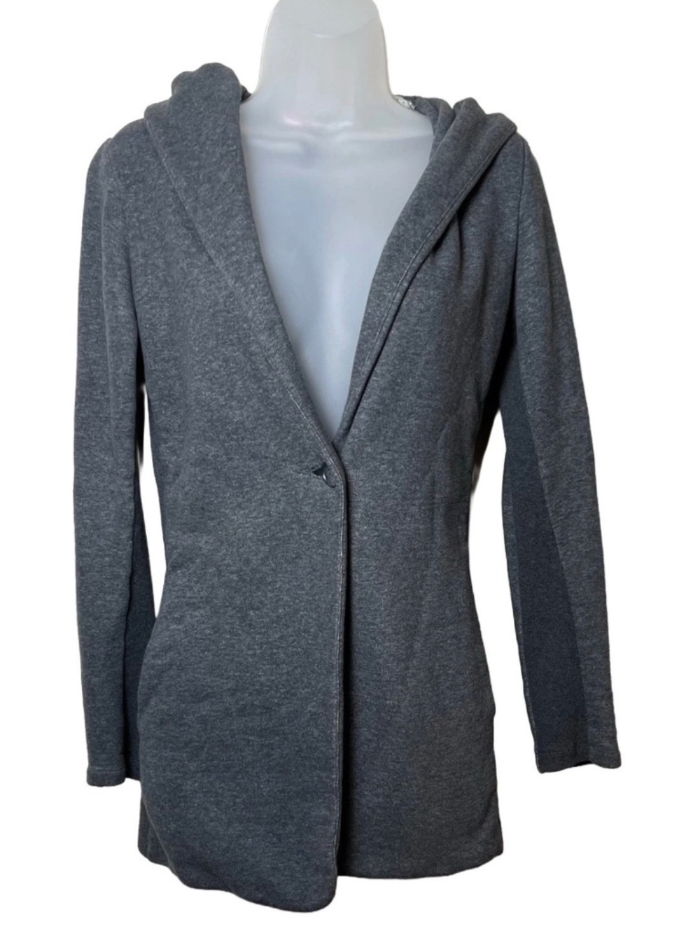 Standard James Perse Charcoal Grey Heavyweight Single Button Hoodie Jacket Sz 2